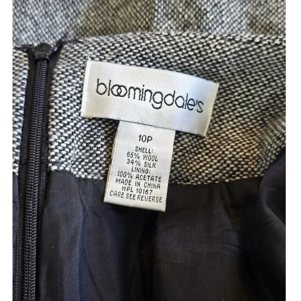Bloomingdale’s Wool Silk A-Line Skirt Gray Pleated Petite 10P - Picture 3 of 3